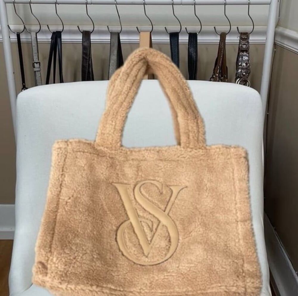 Victoria’s Secret Teddy Brown Faux Fur Plush Tote Bag